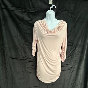 Nue Options essentials, pink ruched long top, size PS